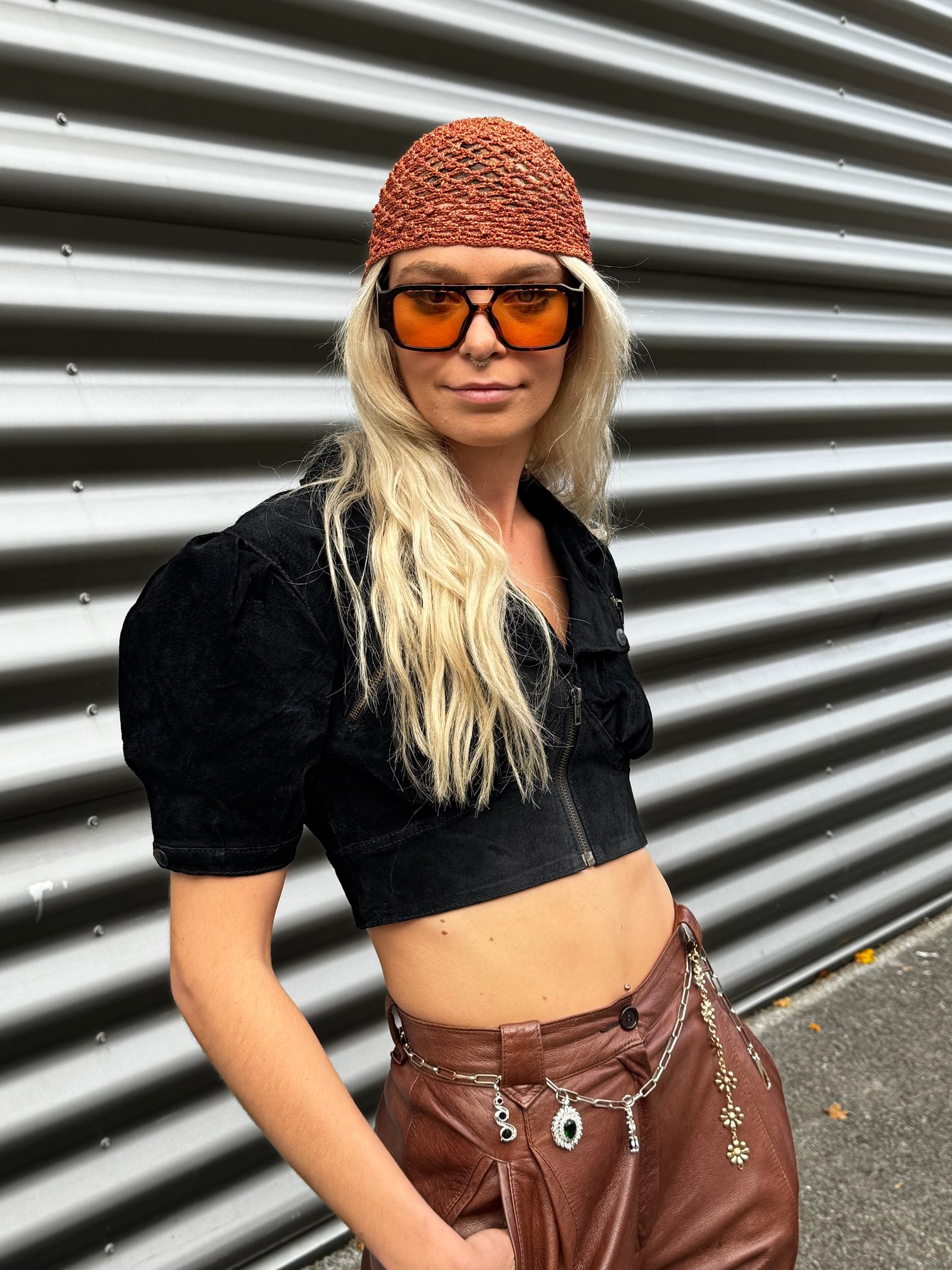 Top vintage cuir