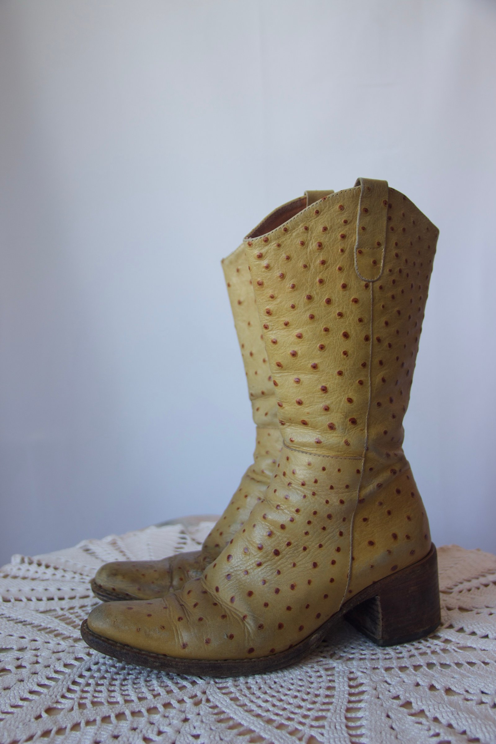 Bottes vintage en cuir d’autruche – taille 37