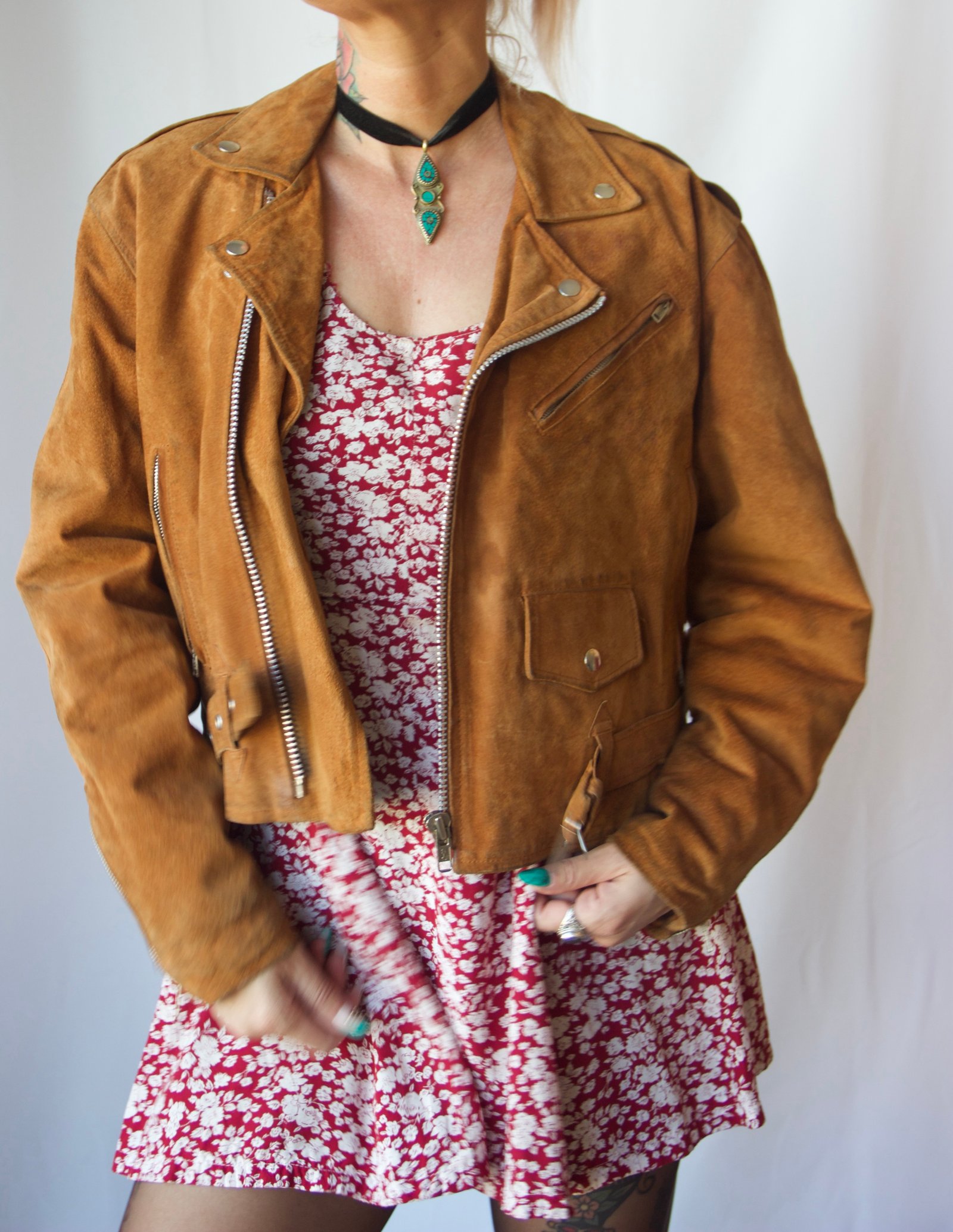 Veste perfecto daim camel