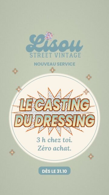 ✨ NOUVEAU CHEZ LISOU STREET VINTAGE ✨

Parce que bien s’habiller, ce n’est pas forcément acheter plus. 🤍
C’est aussi apprendre à regarder différemment ce qu’on a déjà dans son dressing.

À partir du 31 octobre, de nouveaux services arrivent sur le site de Lisou Street Vintage 🫶

👗 Casting de ton dressing
✨ Relooking
🤍 Accompagnement personnalisé
… et surtout : des conseils adaptés à TOI, ton style, tes envies et ton quotidien.

L’idée ?
T’aider à faire le tri, créer de nouveaux looks, redécouvrir certaines pièces et construire un dressing qui te ressemble vraiment — sans te pousser à acheter davantage.

Tous les services et toutes les infos seront disponibles sur le nouveau site dès le :

📅 31 OCTOBRE À 9H
💻 lisoustreetvintage.ch

Et oui… le gros drop du samedi sera évidemment au rendez-vous aussi. 😏🔥

Nouvelle étape pour Lisou Street Vintage.
J’ai tellement hâte de vous montrer tout ça. 🥹🤍